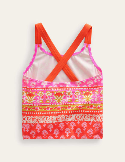 Cross Back Tankini Top-Firework Woodblock-2