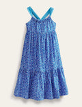 Tiered Jersey Maxi Dress-Cabana Blue Floral