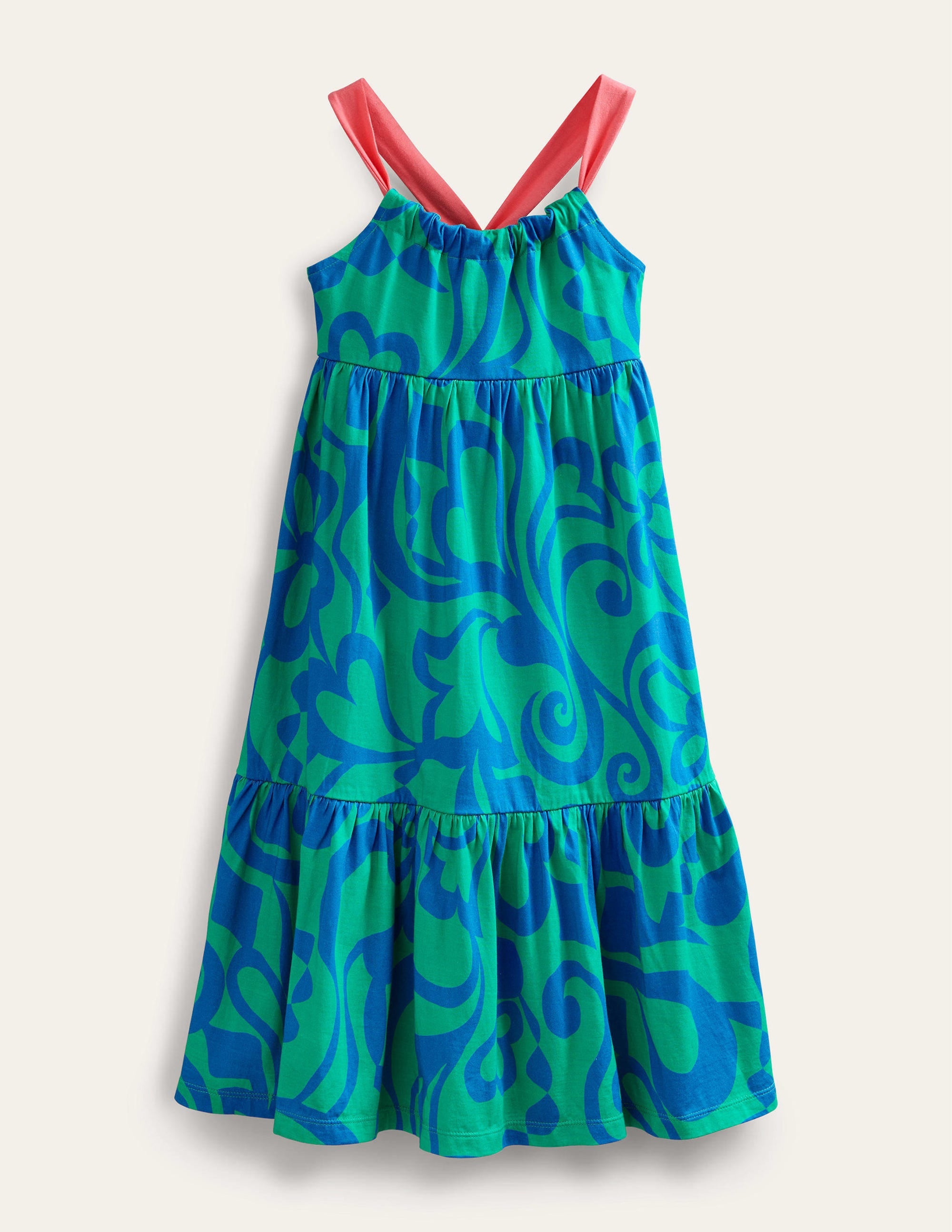 Tiered Jersey Maxi Dress-Tropical Green - Image 1