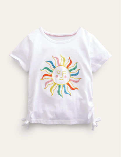 Ruched T-shirt-Sunshine White-1