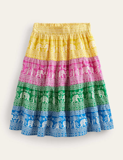 Colourblock Woven Midi Skirt-Multi Goa Animals-1
