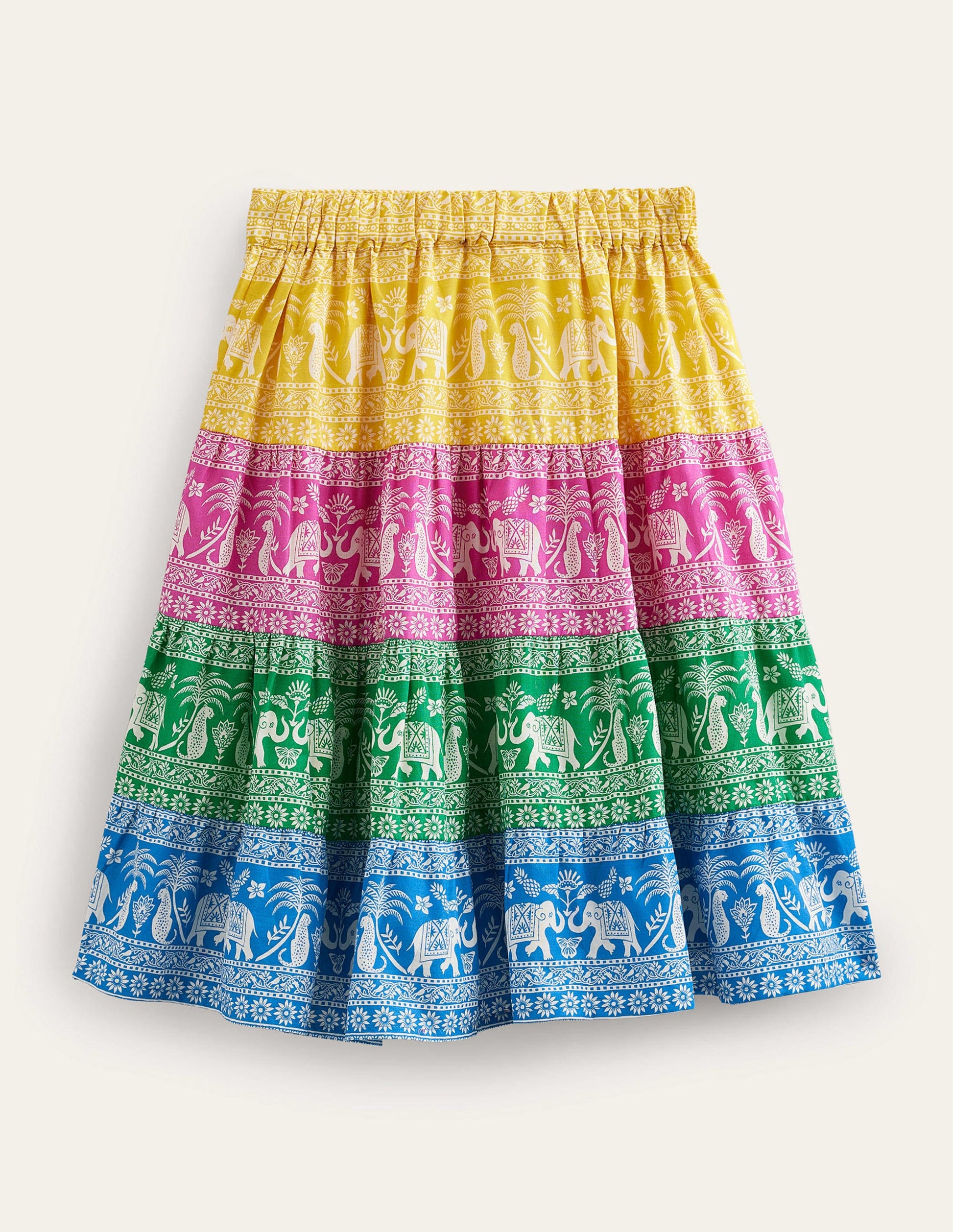 Colourblock Woven Midi Skirt-Multi Goa Animals-2