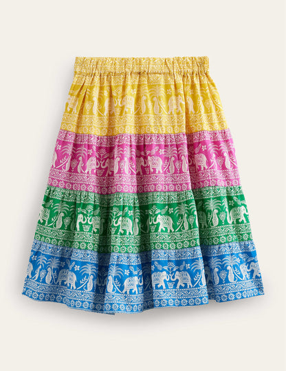 Colourblock Woven Midi Skirt-Multi Goa Animals-2