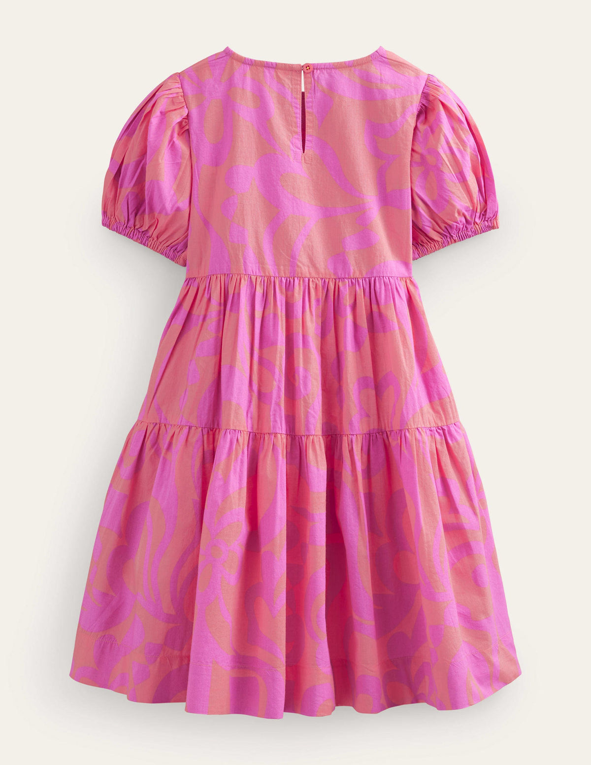 Tiered Printed Cotton Dress-Peach Punch Summer Stencil - Image 2
