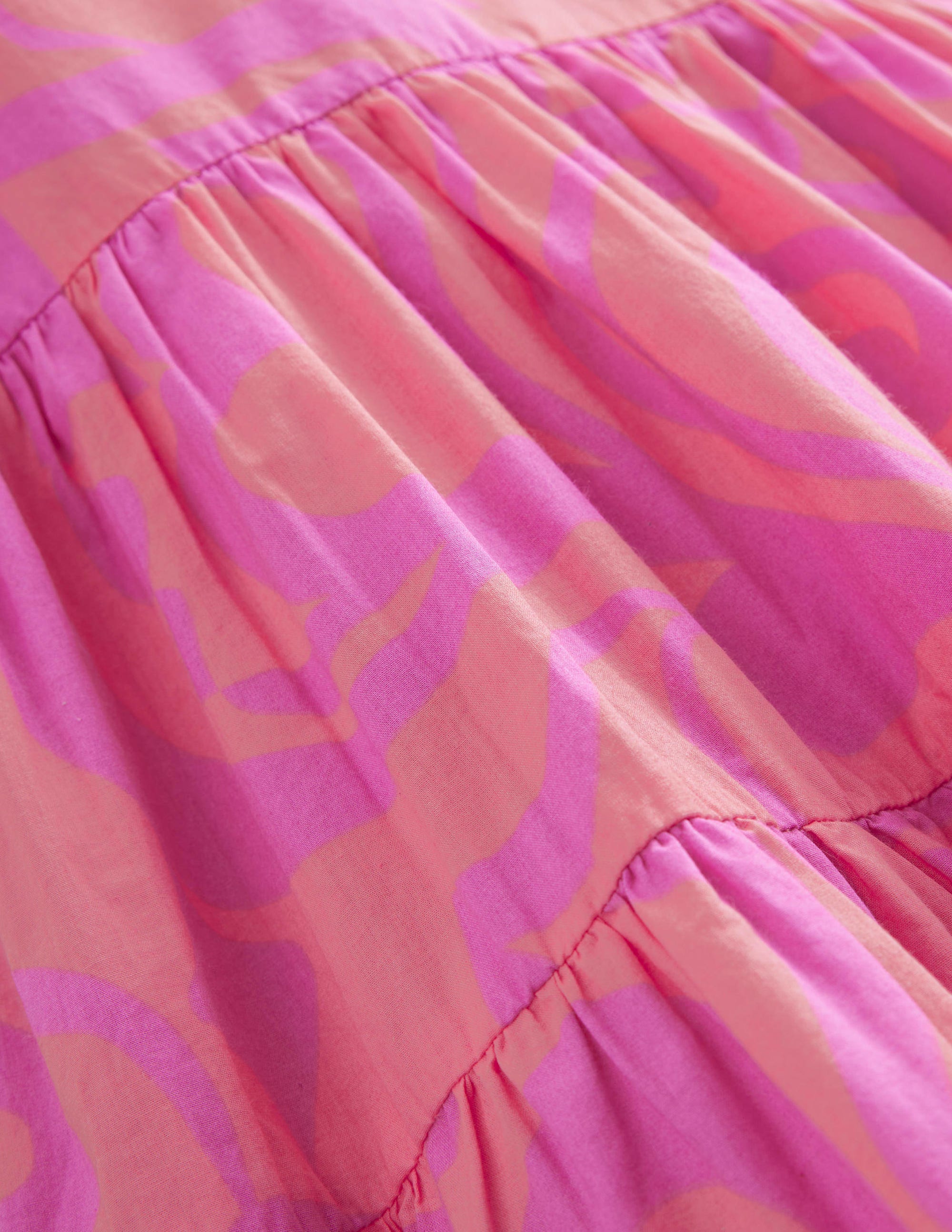 Tiered Printed Cotton Dress-Peach Punch Summer Stencil - Image 3