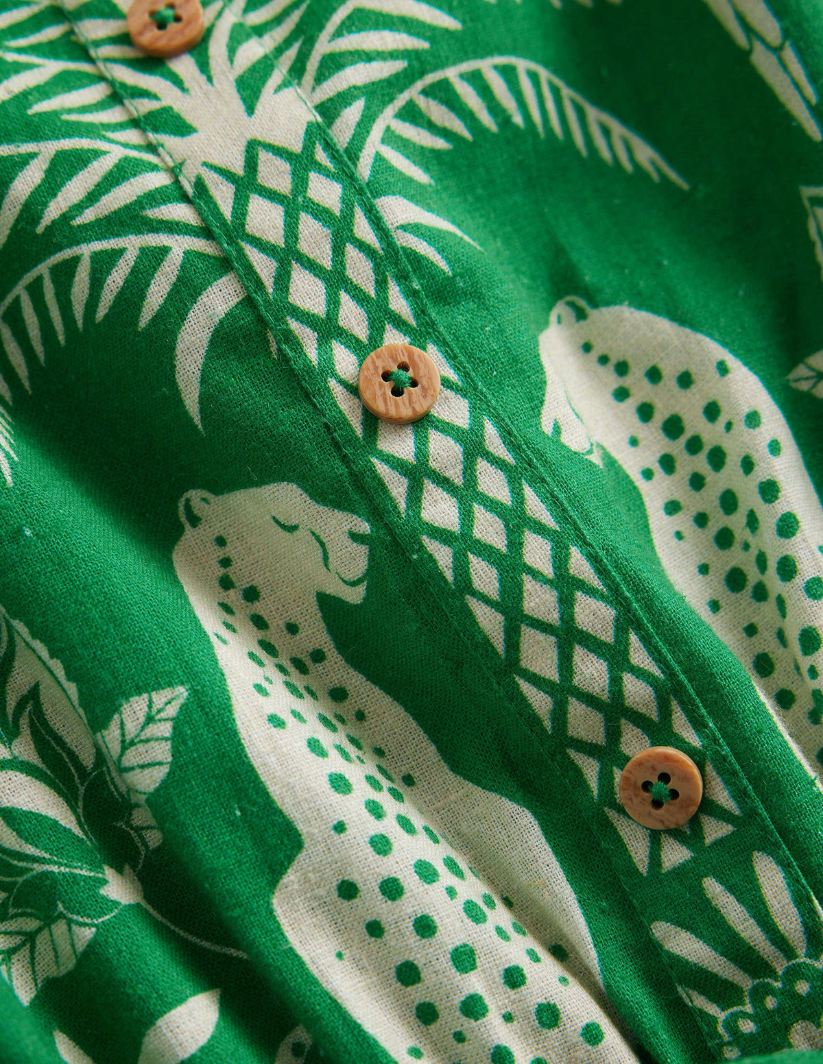 Linen-Cotton Ruffle Playsuit-Rich Emerald Goa - Image 3