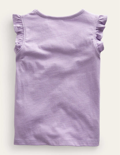Embroidered Flutter Top-Misty Lavender Lion-2
