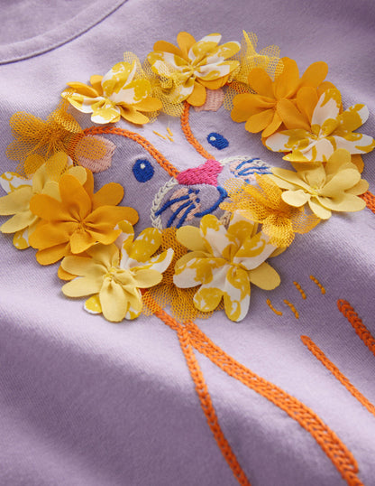 Embroidered Flutter Top-Misty Lavender Lion-3