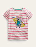 Appliqué T-Shirt-Peach Punch Pink/Ivory