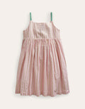 Back Detail Cut Out Dress-Lilac and Metallic Stripe