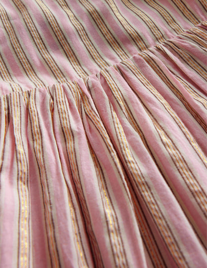 Back Detail Cut Out Dress-Lilac and Metallic Stripe-3