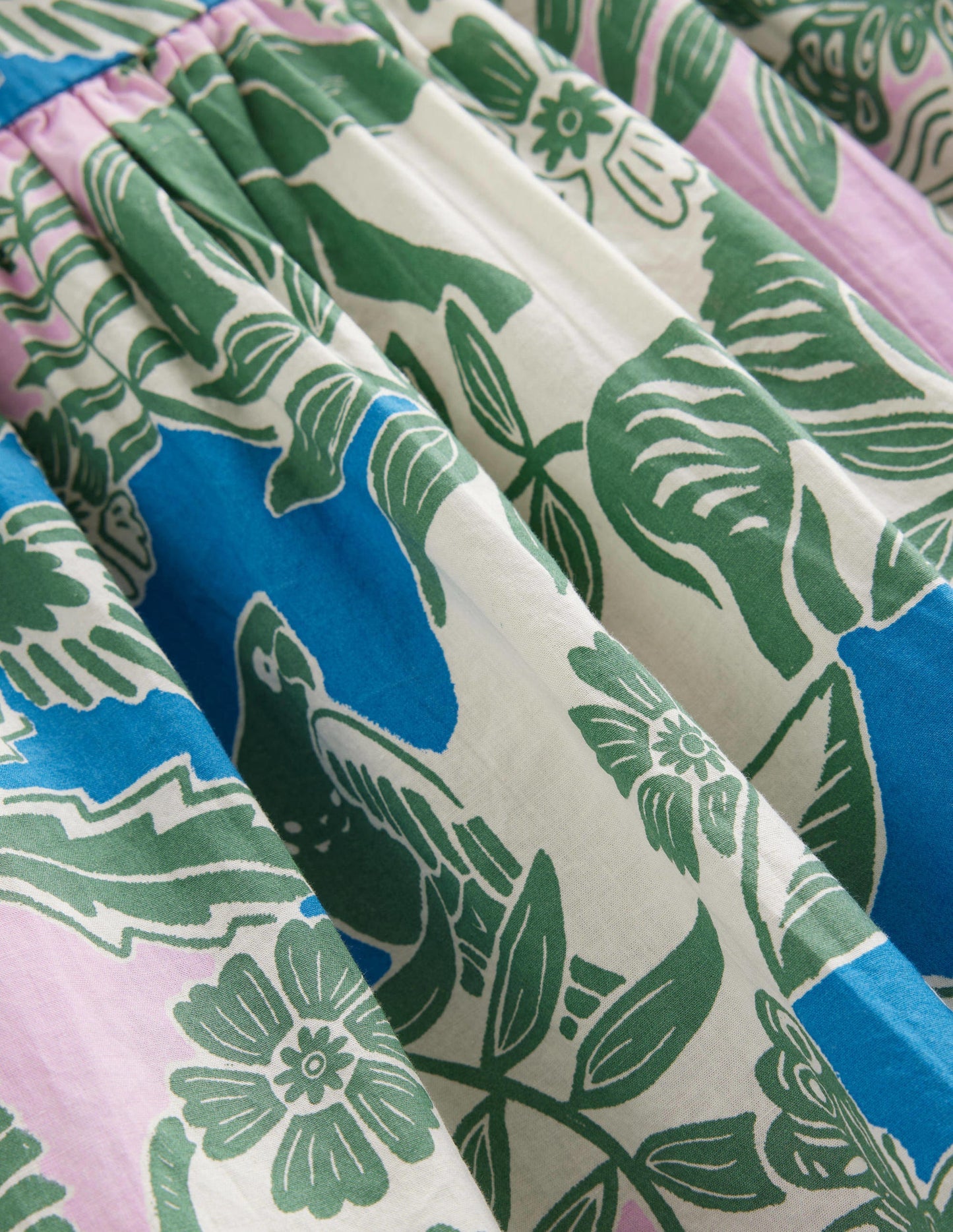 Flutter-Sleeve Printed Dress-Rosemary Woodblock Jungle