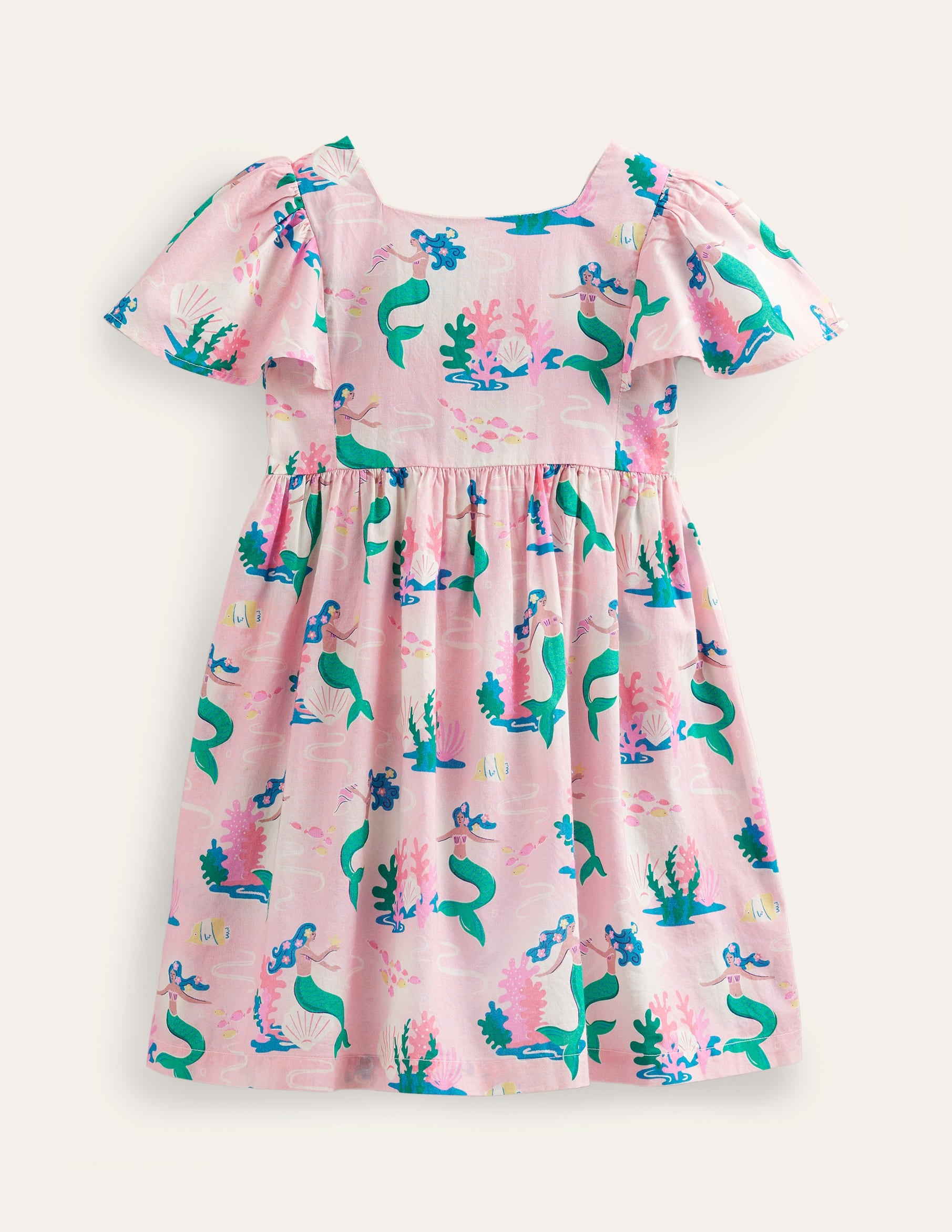 Flutter-Sleeve Printed Dress-Pink Magical Mermaid Ombre - Image 1