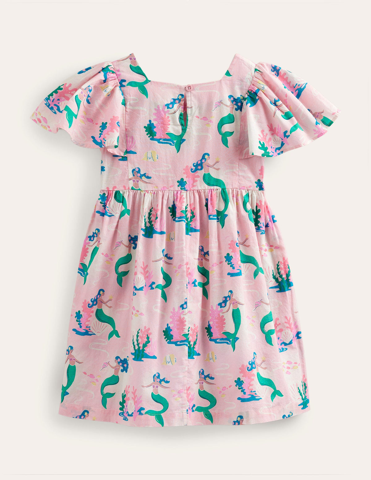 Flutter-Sleeve Printed Dress-Pink Magical Mermaid Ombre-2