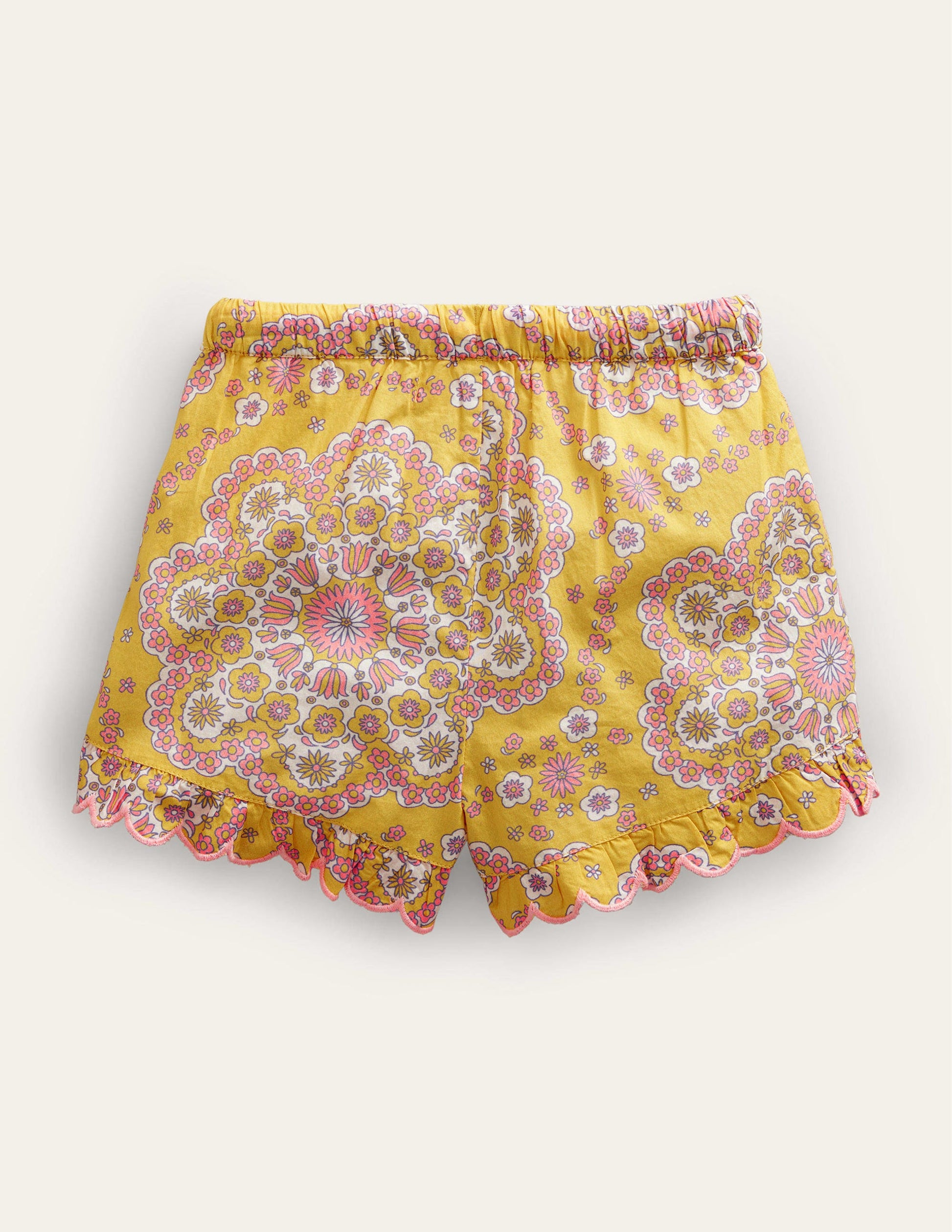 Scalloped-Hem Shorts-Sweetcorn Dizzy Daisy-2