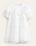 Lace Tiered Dress-White