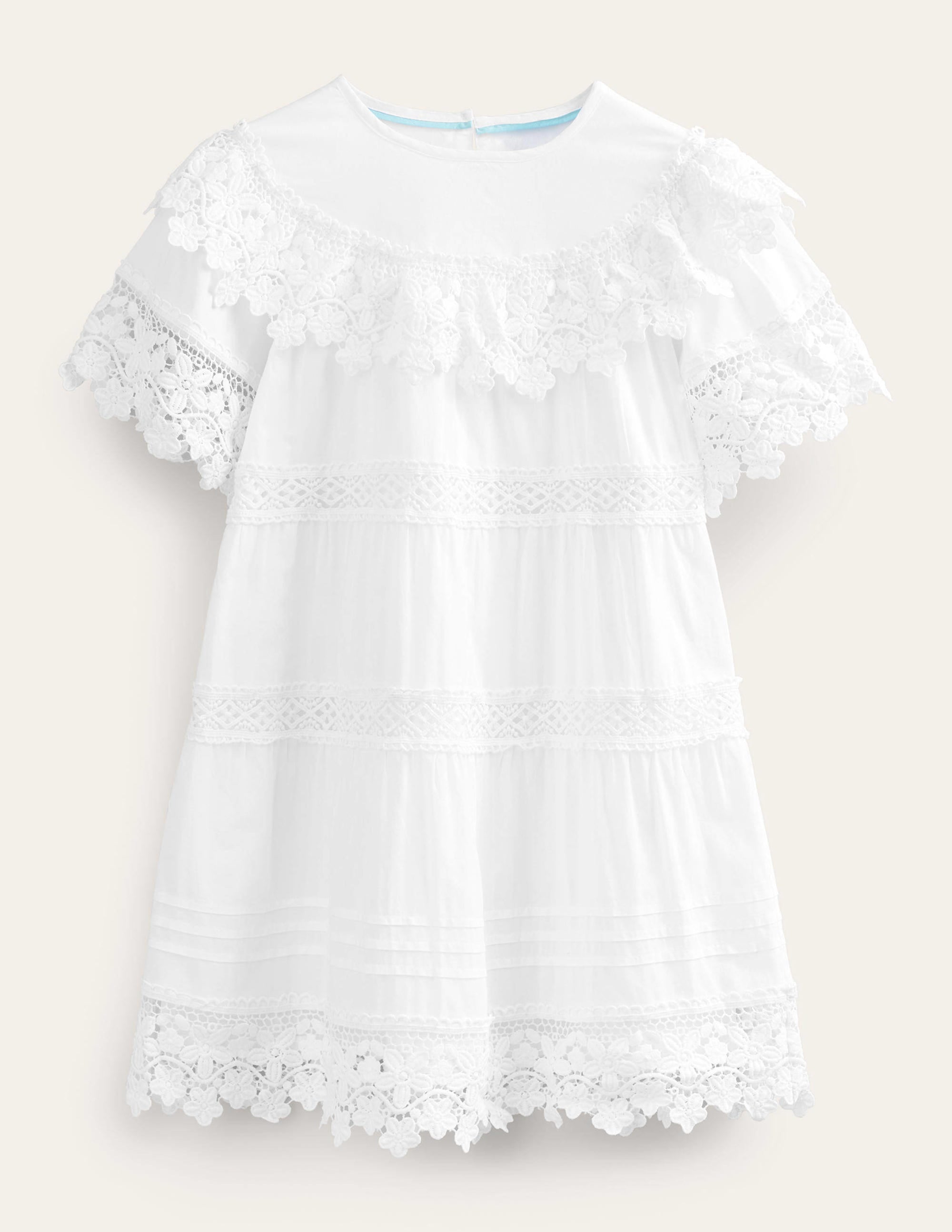 Lace Tiered Dress-White - Image 1