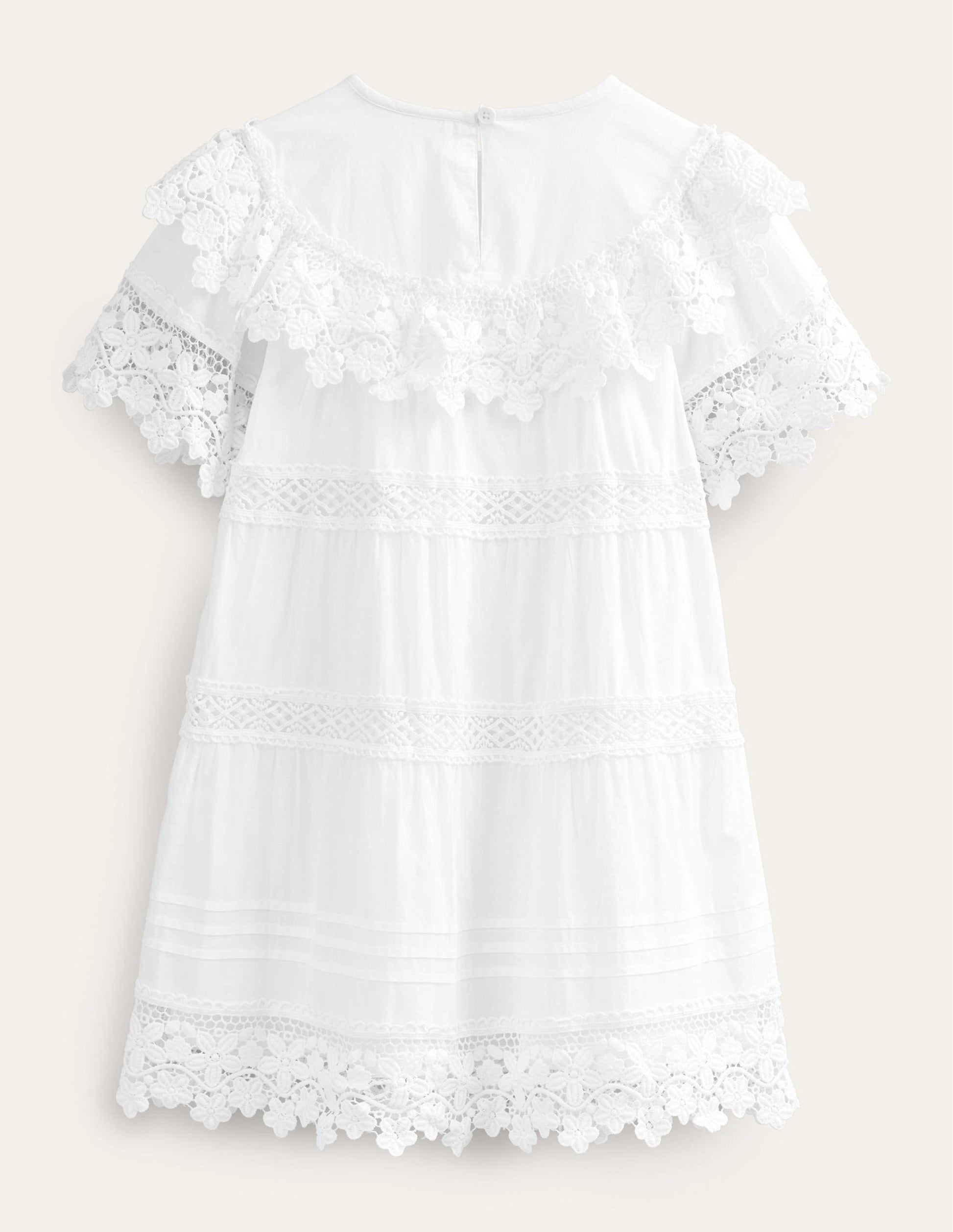 Lace Tiered Dress-White-2