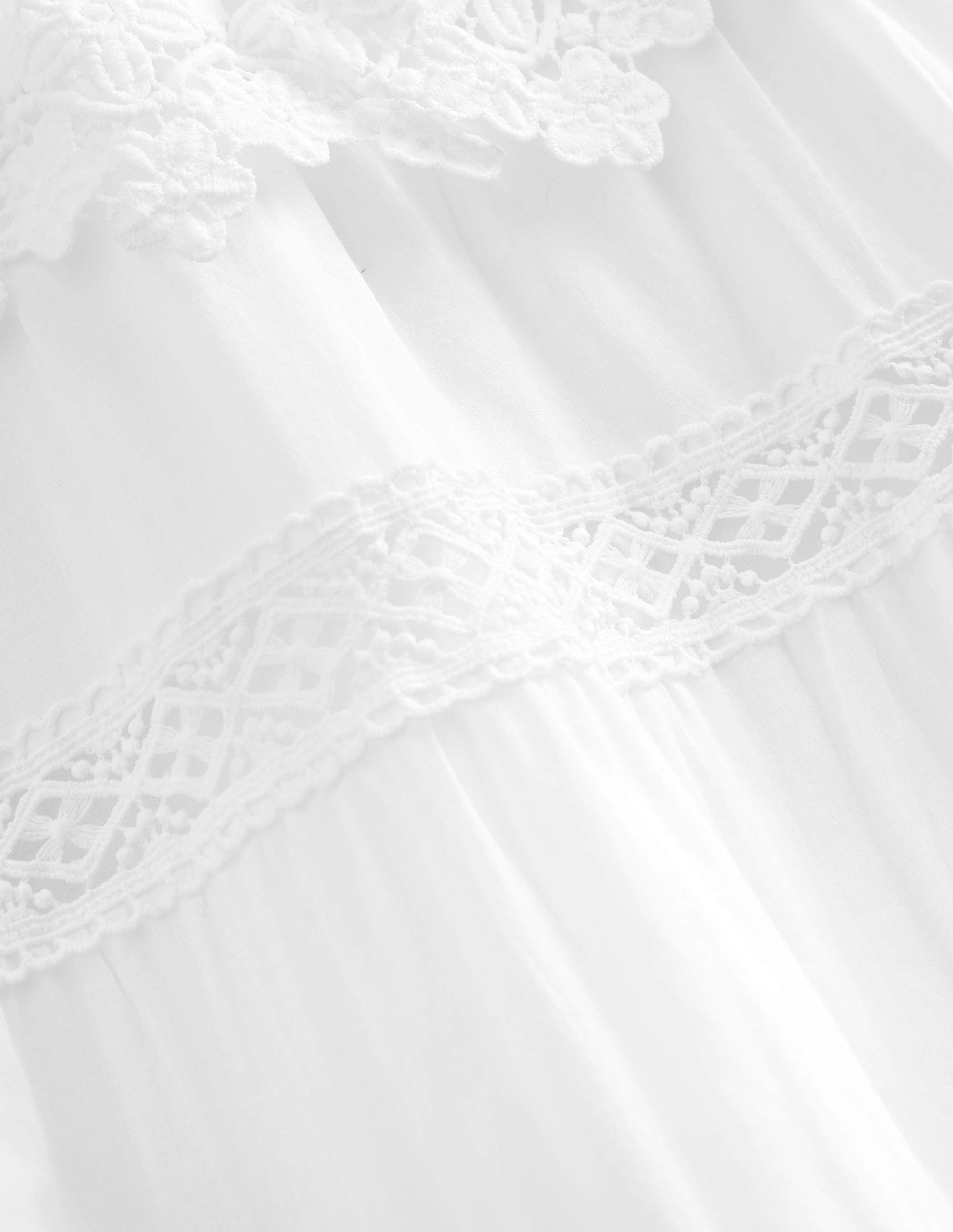 Lace Tiered Dress-White - Image 3