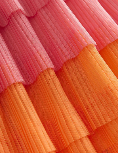 Tiered Ombre Tulle Dress-Peach Punch-3