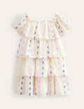 Wing Sleeve Dress-Ivory