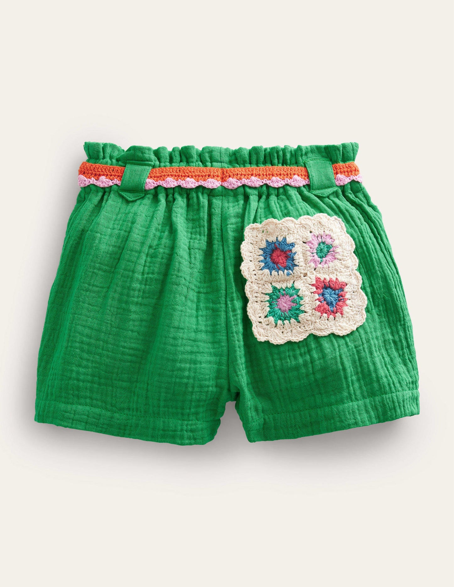 Crinkle Crochet Shorts-School Green