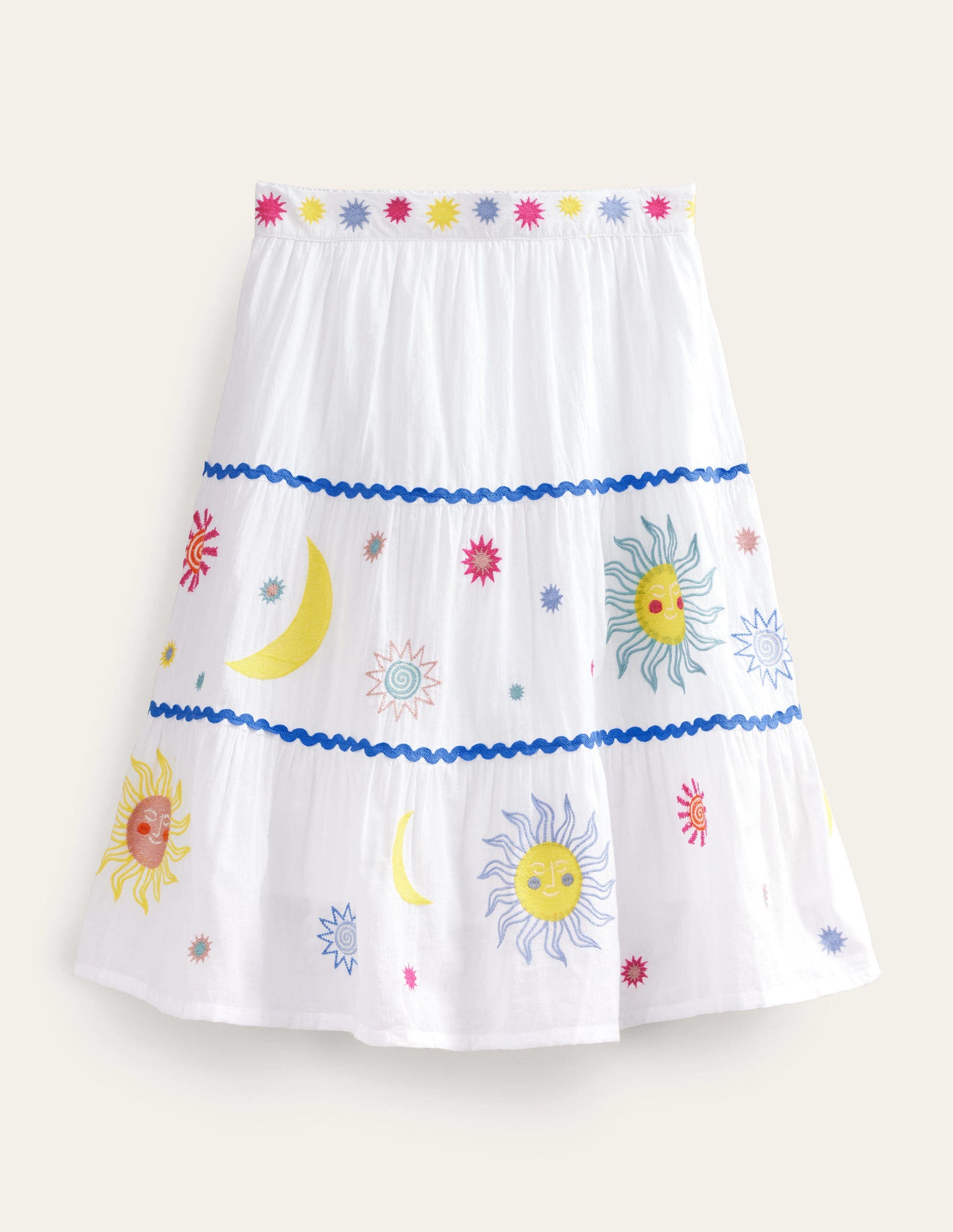 Celestial Appliqué Skirt-White-1