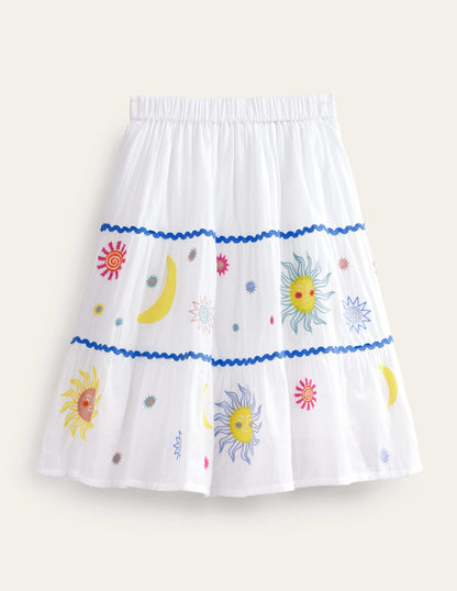 Celestial Appliqué Skirt-White-2