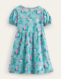Puff Sleeve Dress-Aqua Sea Blue Mermaids