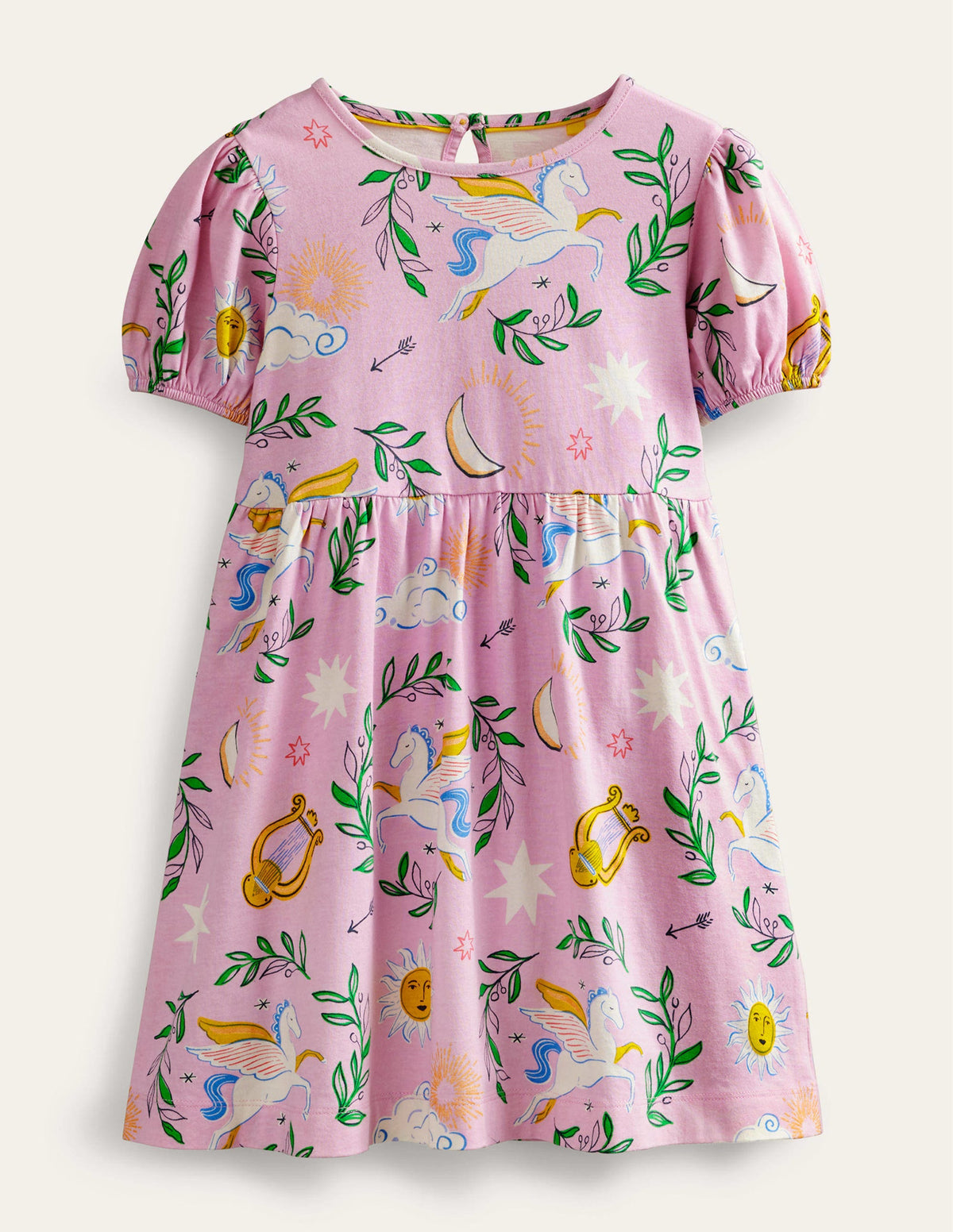 Puff Sleeve Dress-Winsome Pink Greek Toile-1