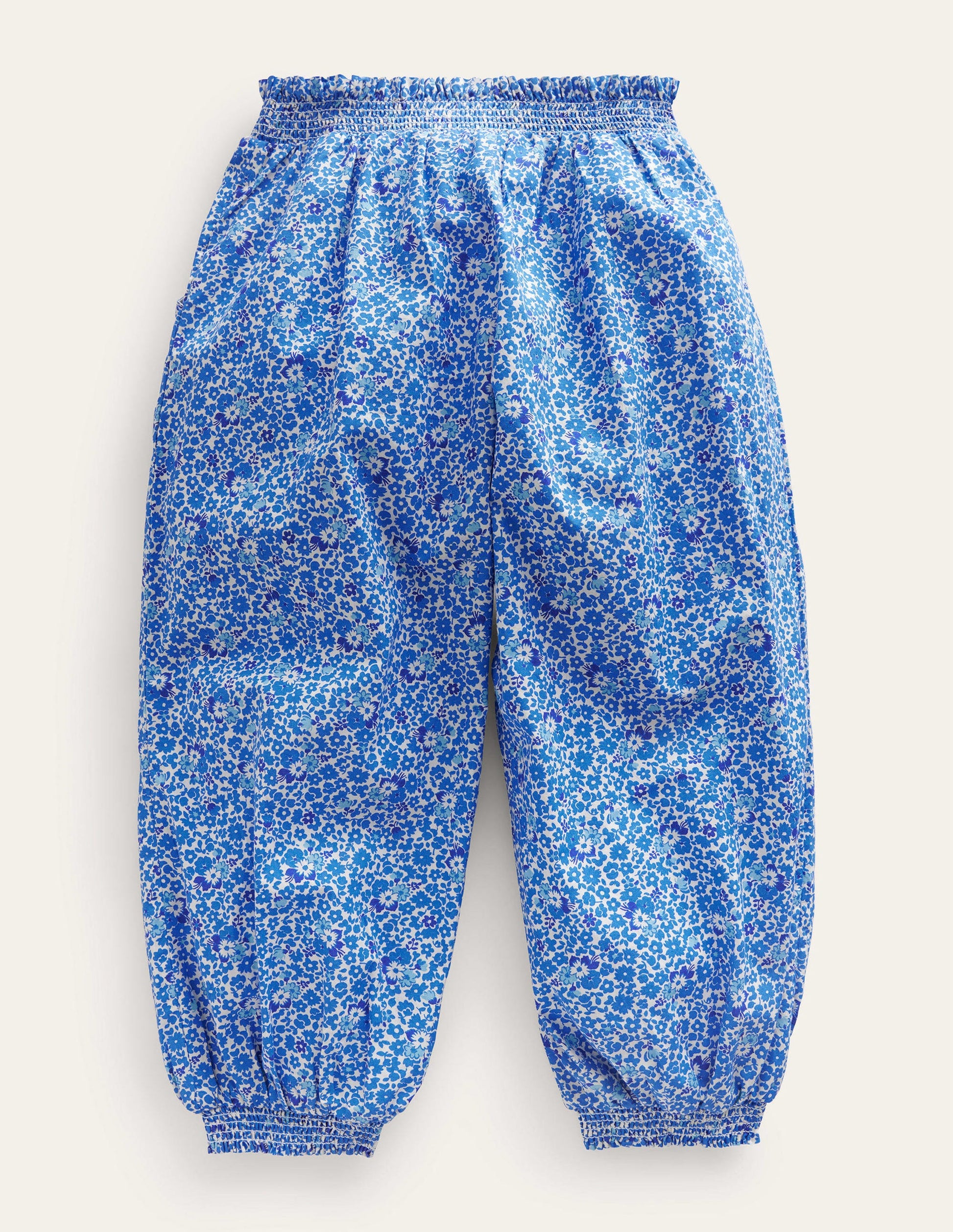 Cuffed Holiday Trousers-Blue and Aqua Ditsy Floral-2