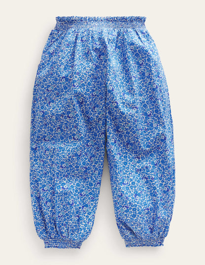 Cuffed Holiday Trousers-Blue and Aqua Ditsy Floral-2