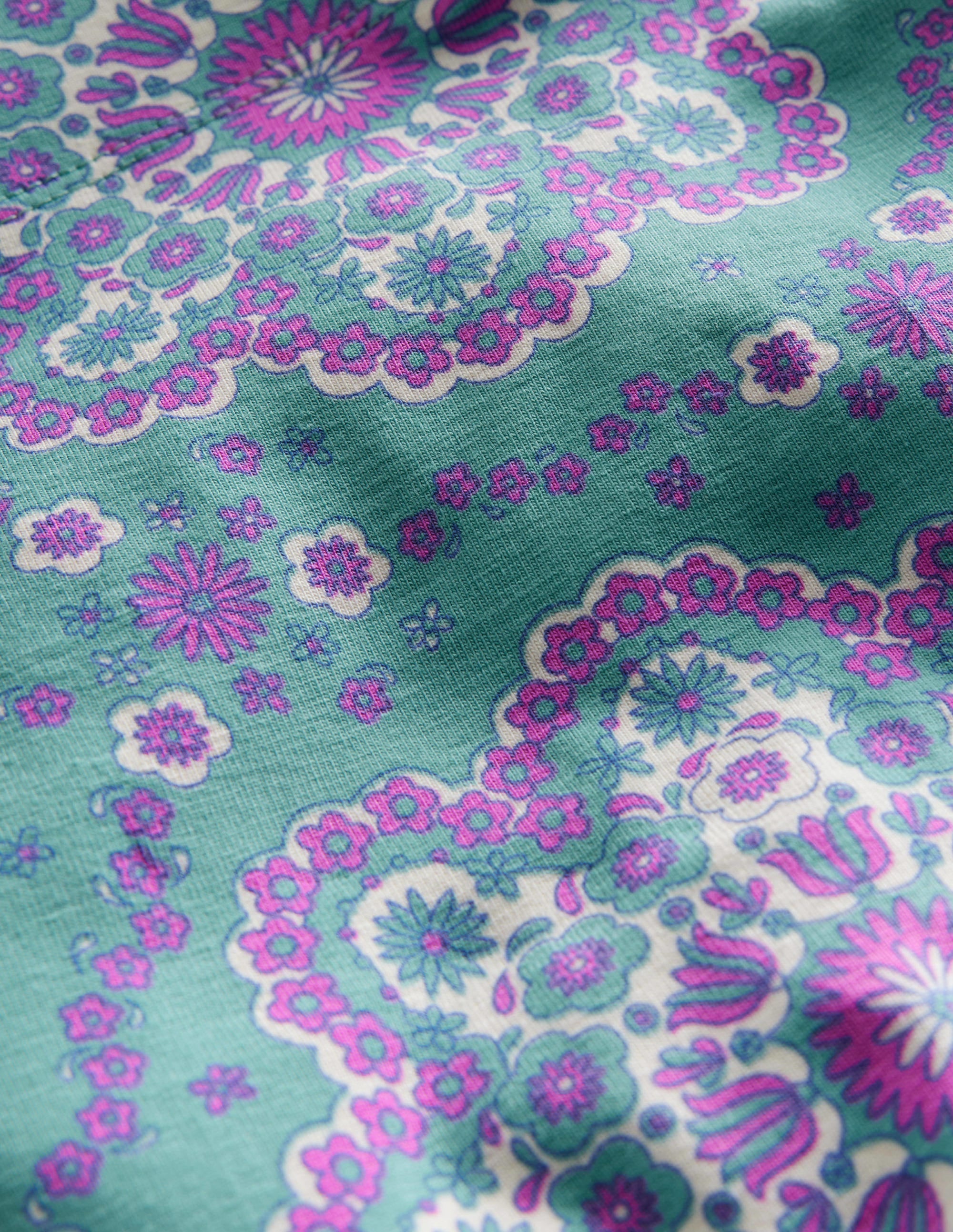 Fun Cropped Leggings-Aqua Sea Daisy - Image 3