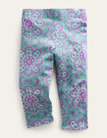 Fun Cropped Leggings-Aqua Sea Daisy