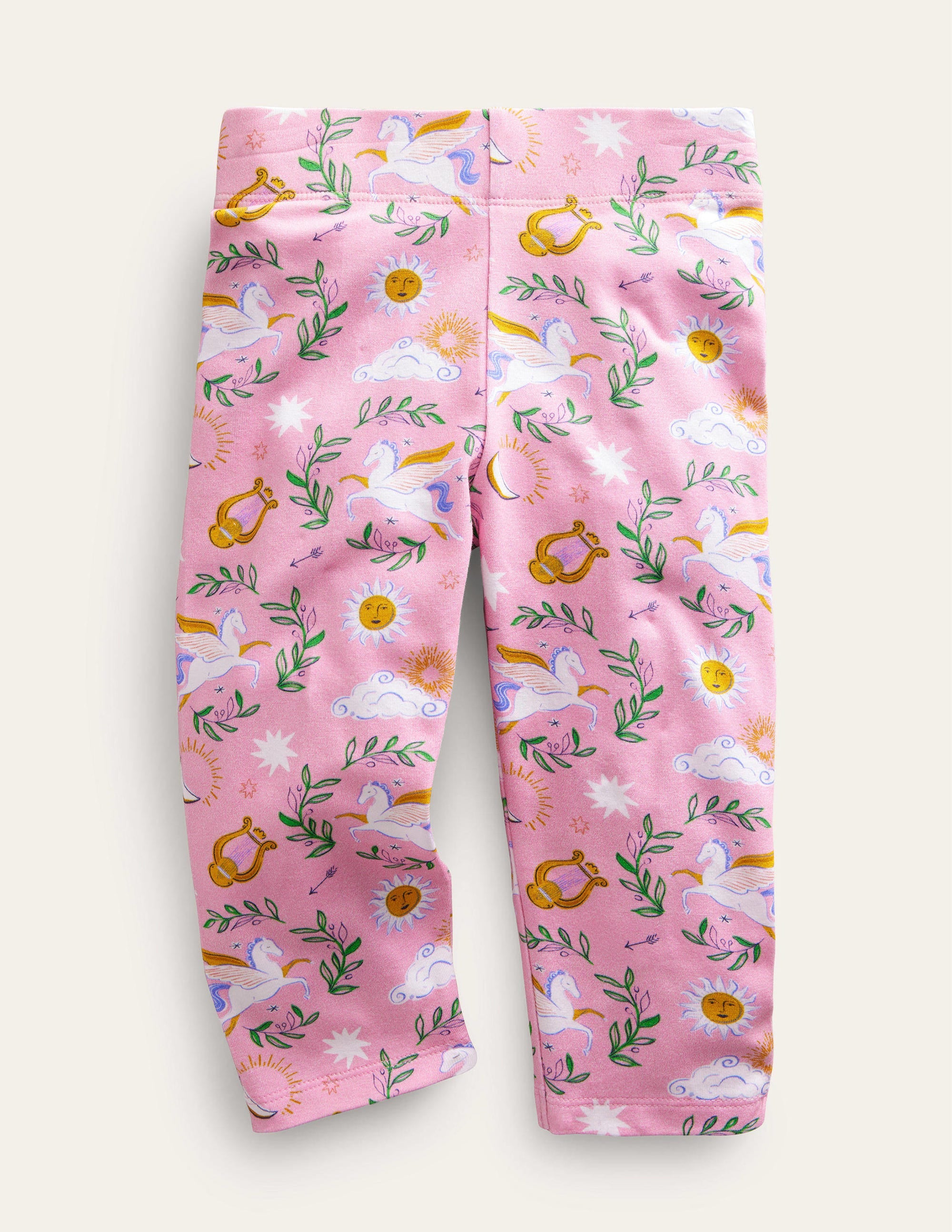 Fun Cropped Leggings-Pink Greek Toile - Image 1
