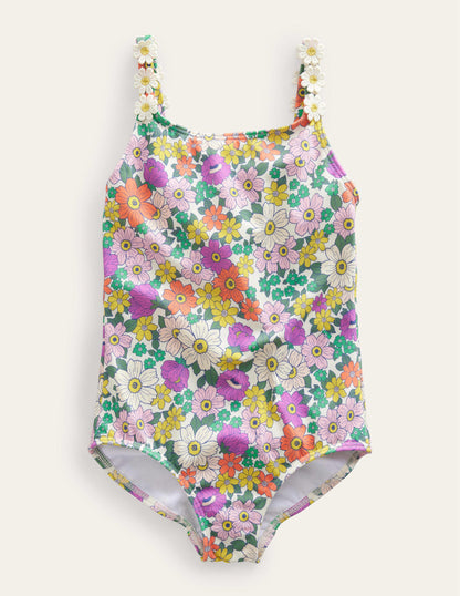 Daisy Strap Swimsuit-Ivory & Radiant Orchid Floral-1