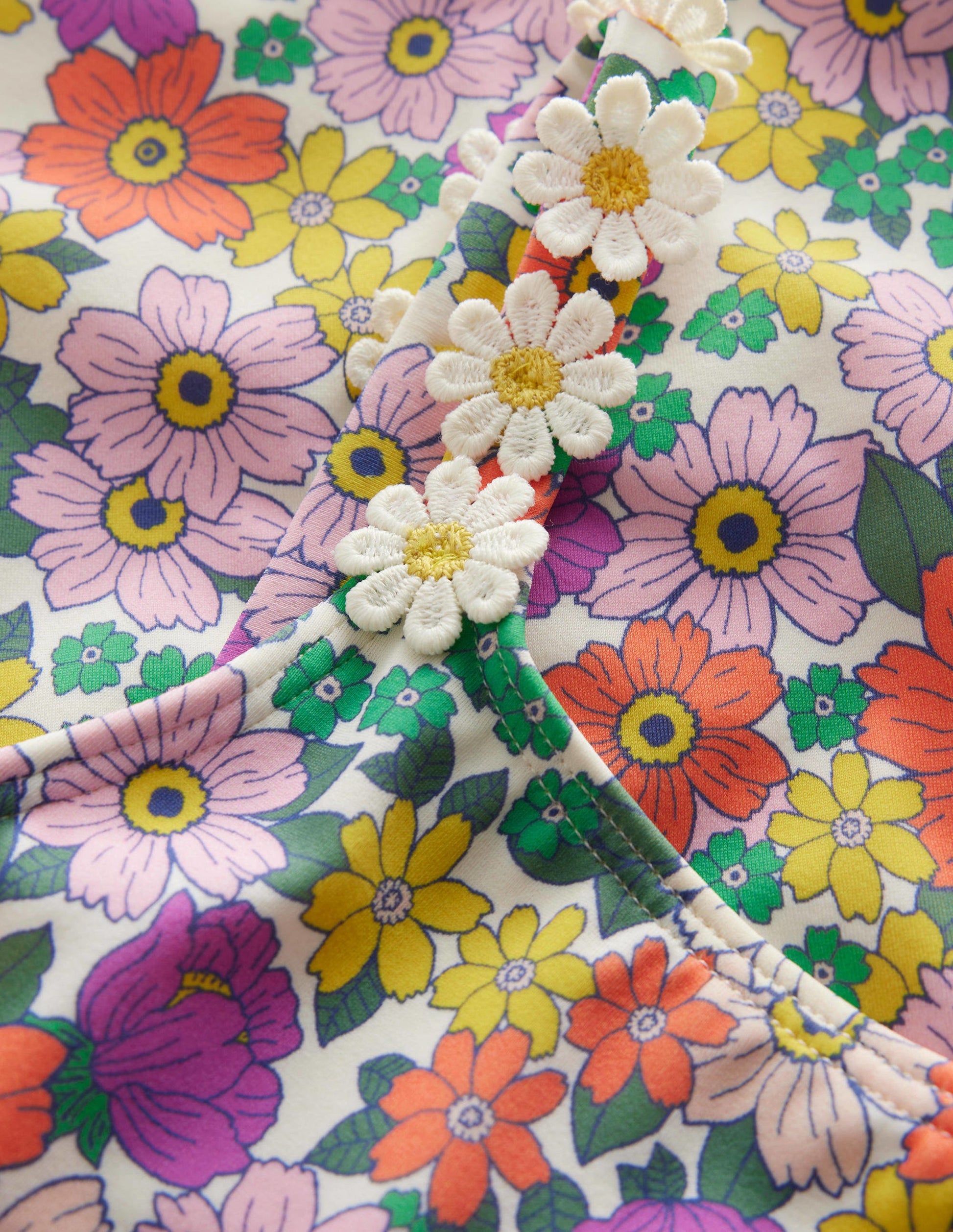 Daisy Strap Swimsuit-Ivory & Radiant Orchid Floral-3