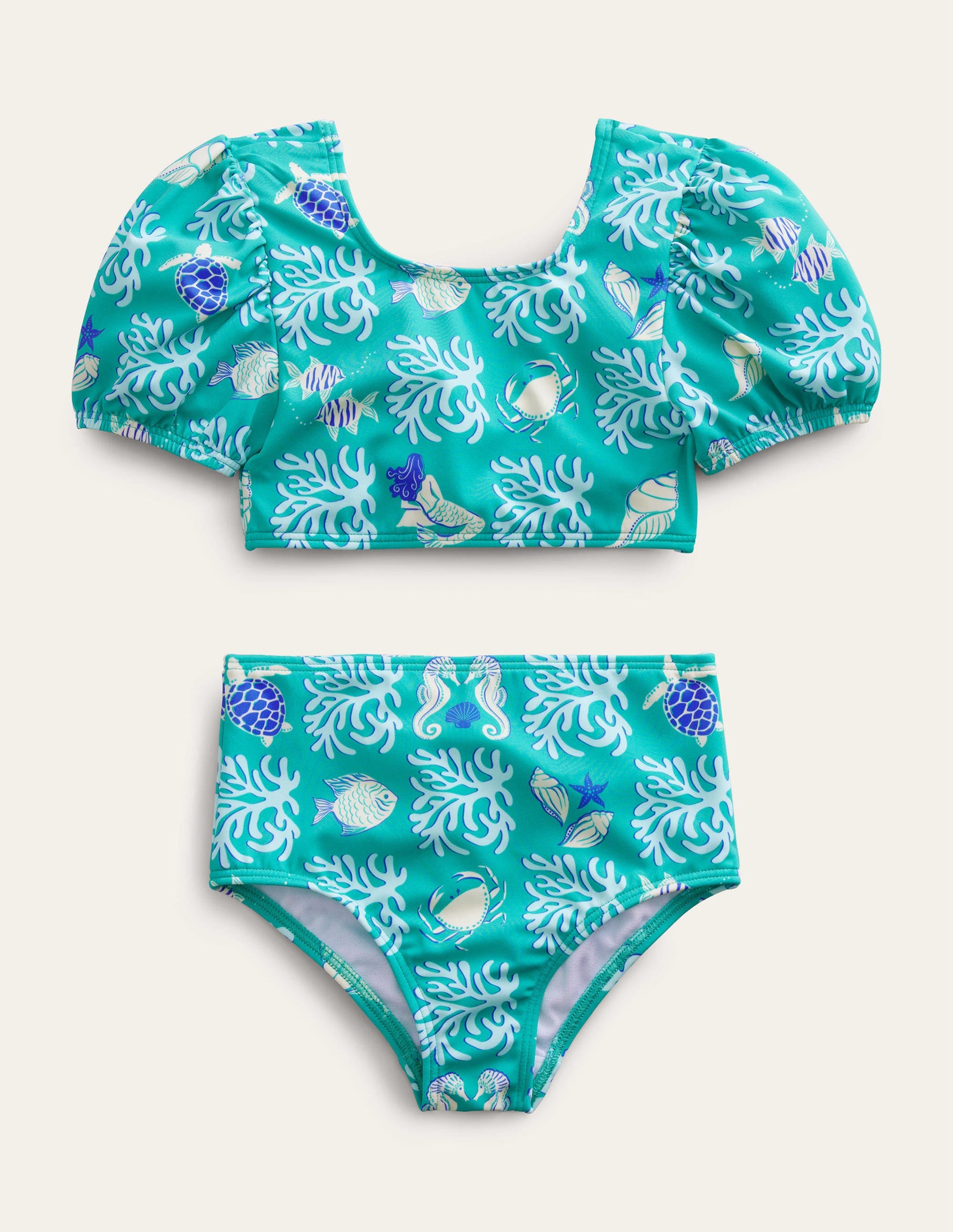 Puff Sleeve Bikini-Tropical Spring Lagoon - Image 1