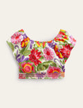Square Neck Crop Top-Multi Festival Floral
