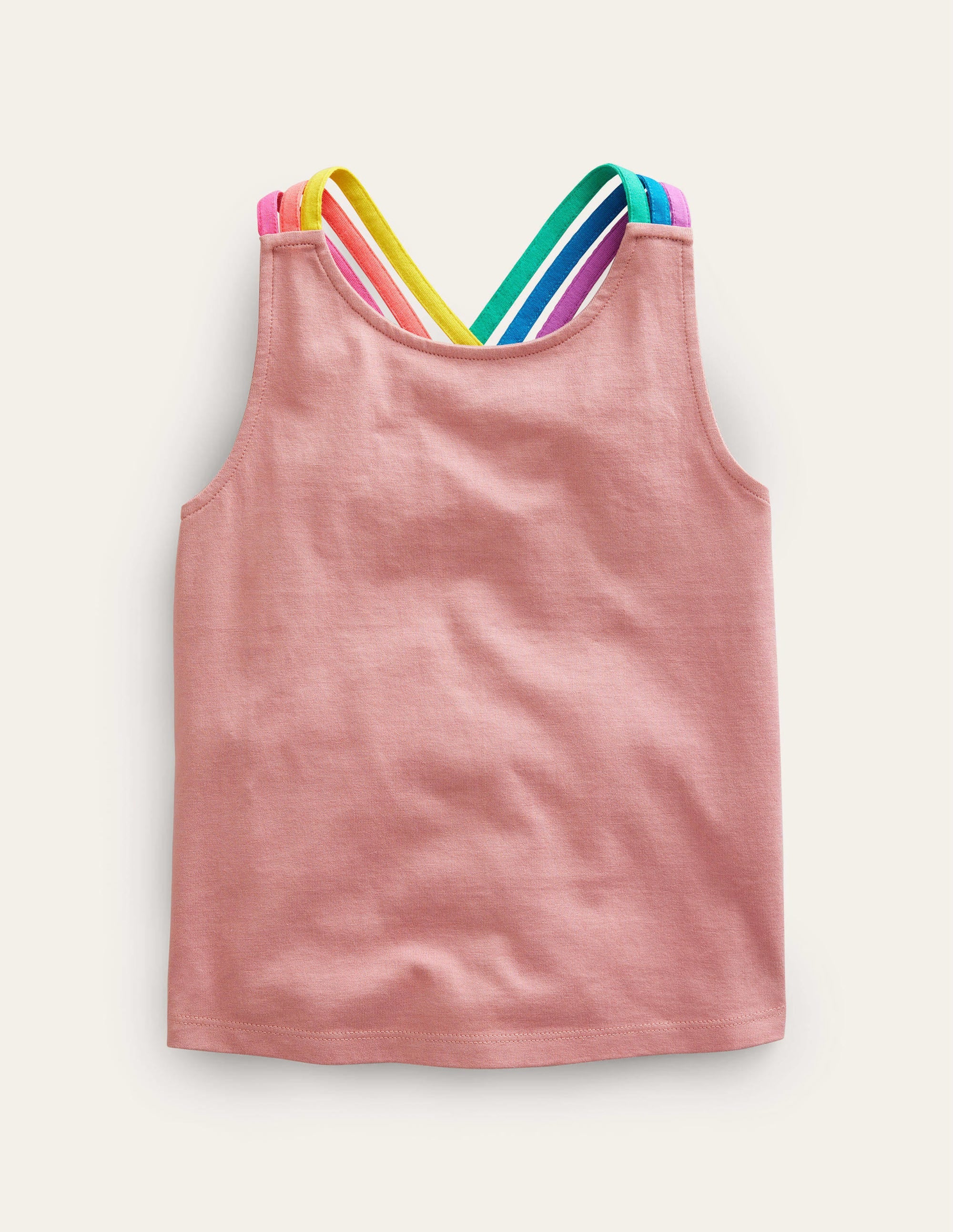 Rainbow Cross-Back Vest-Almond Pink - Image 1