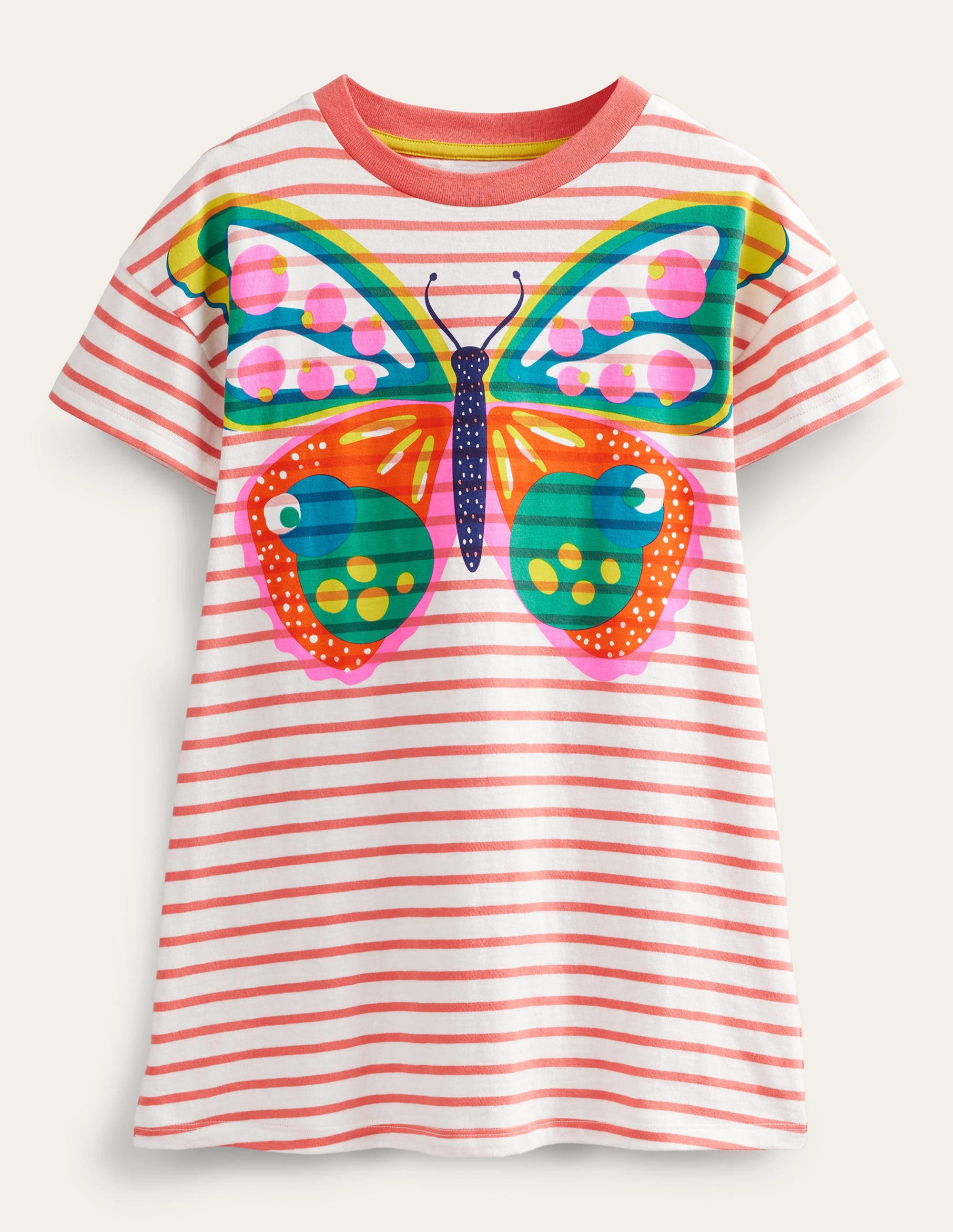 Printed Logo Jersey Dress-Peach Punch Pink Butterfly - Image 1