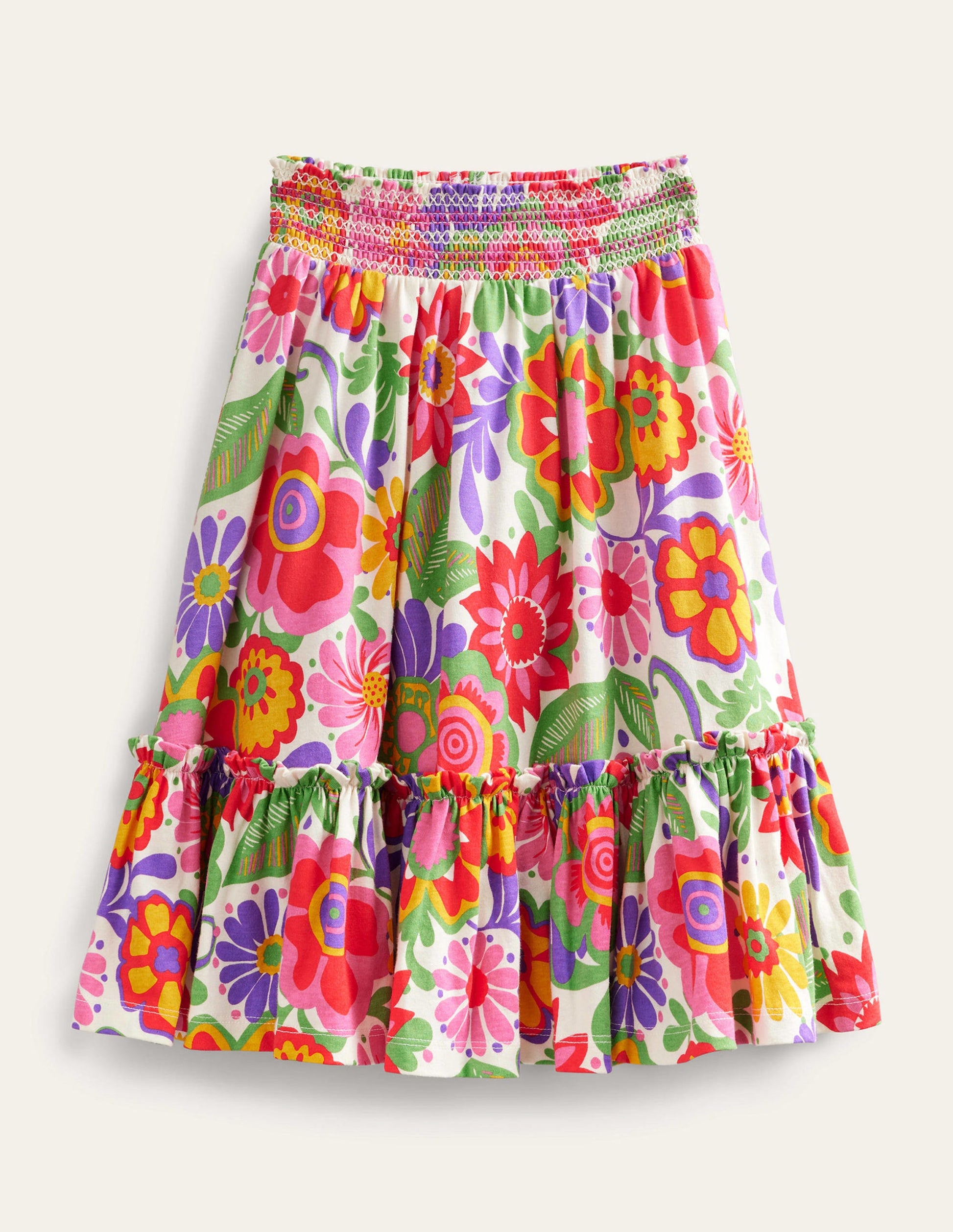 Printed Jersey Midi Skirt-Multi Festival Floral-1
