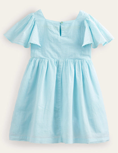 Flutter-Sleeve Appliqué Dress-Iced Aqua Mermaids-4