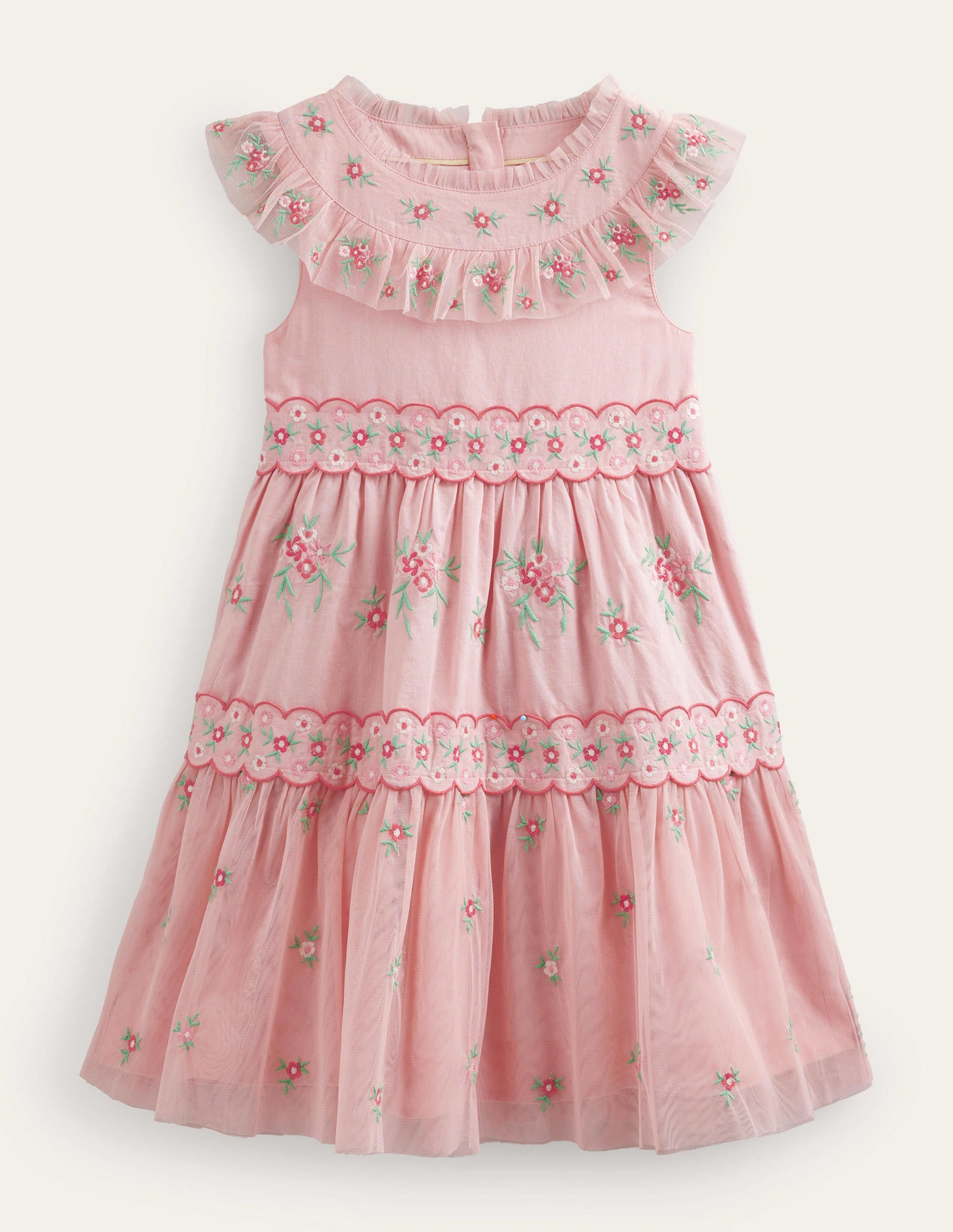Embroidered Ditsy Tulle Dress-Provence Pink - Image 1