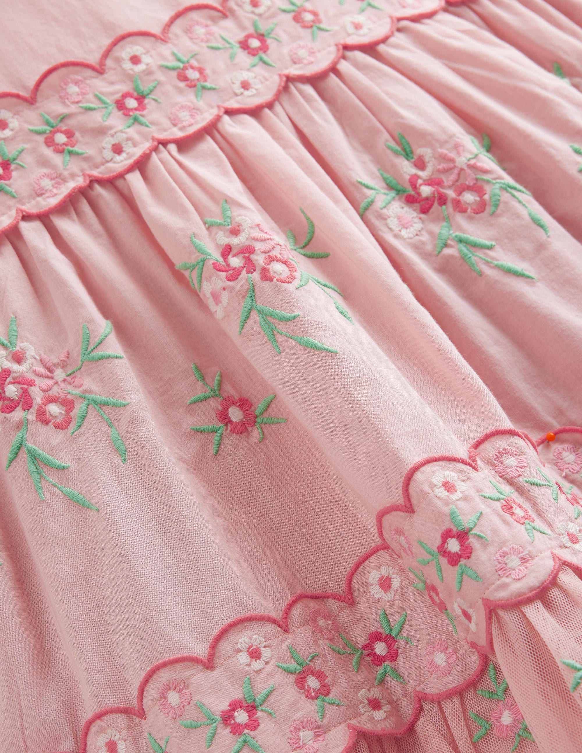 Embroidered Ditsy Tulle Dress-Provence Pink - Image 3