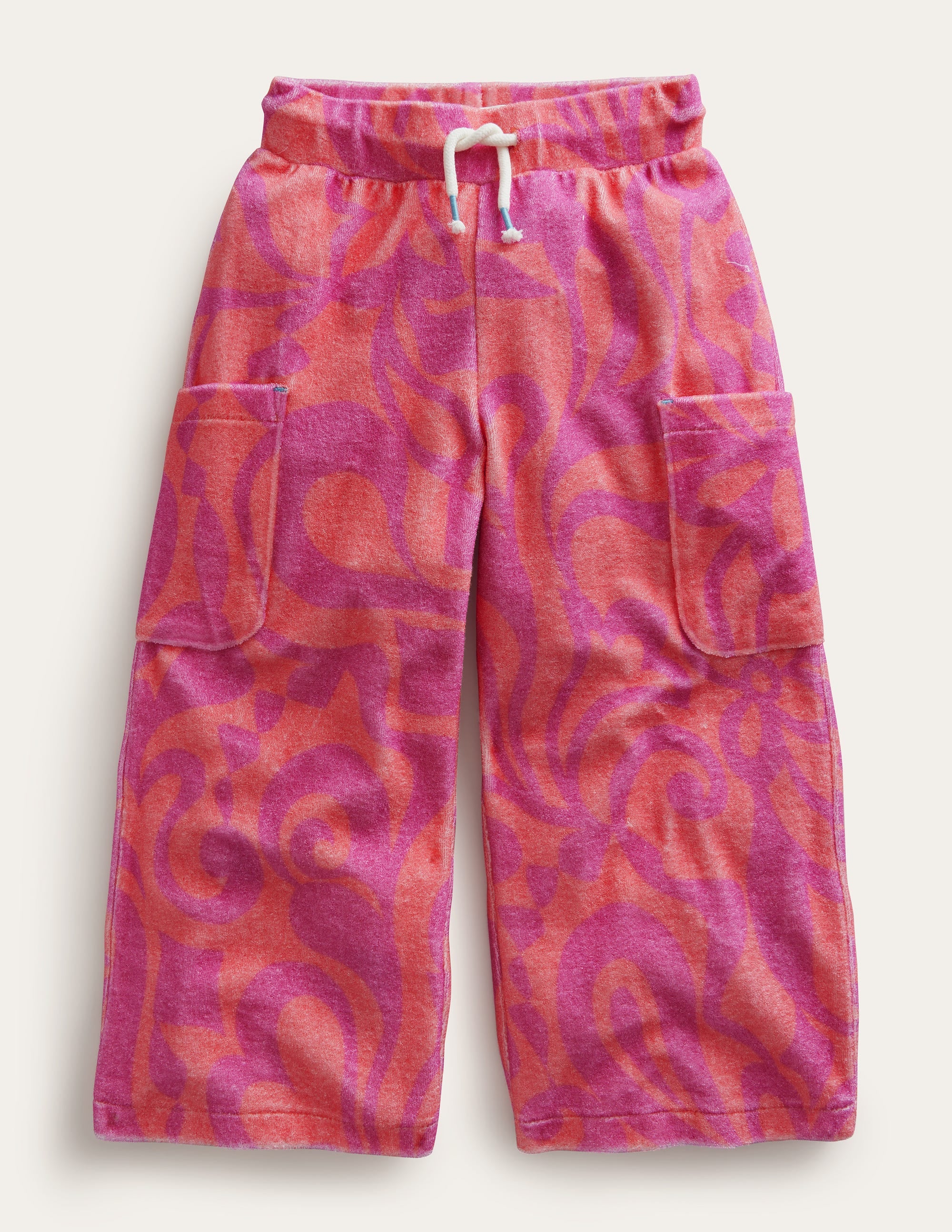Printed Towelling  Cargo-Peach Punch Pink - Image 1