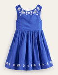 Embroidered Cross-Back Dress-Bluing Blue