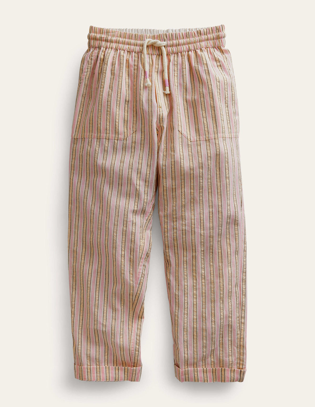 Stripe Pull on Trousers-Lilac and Metallic Stripe - Image 1