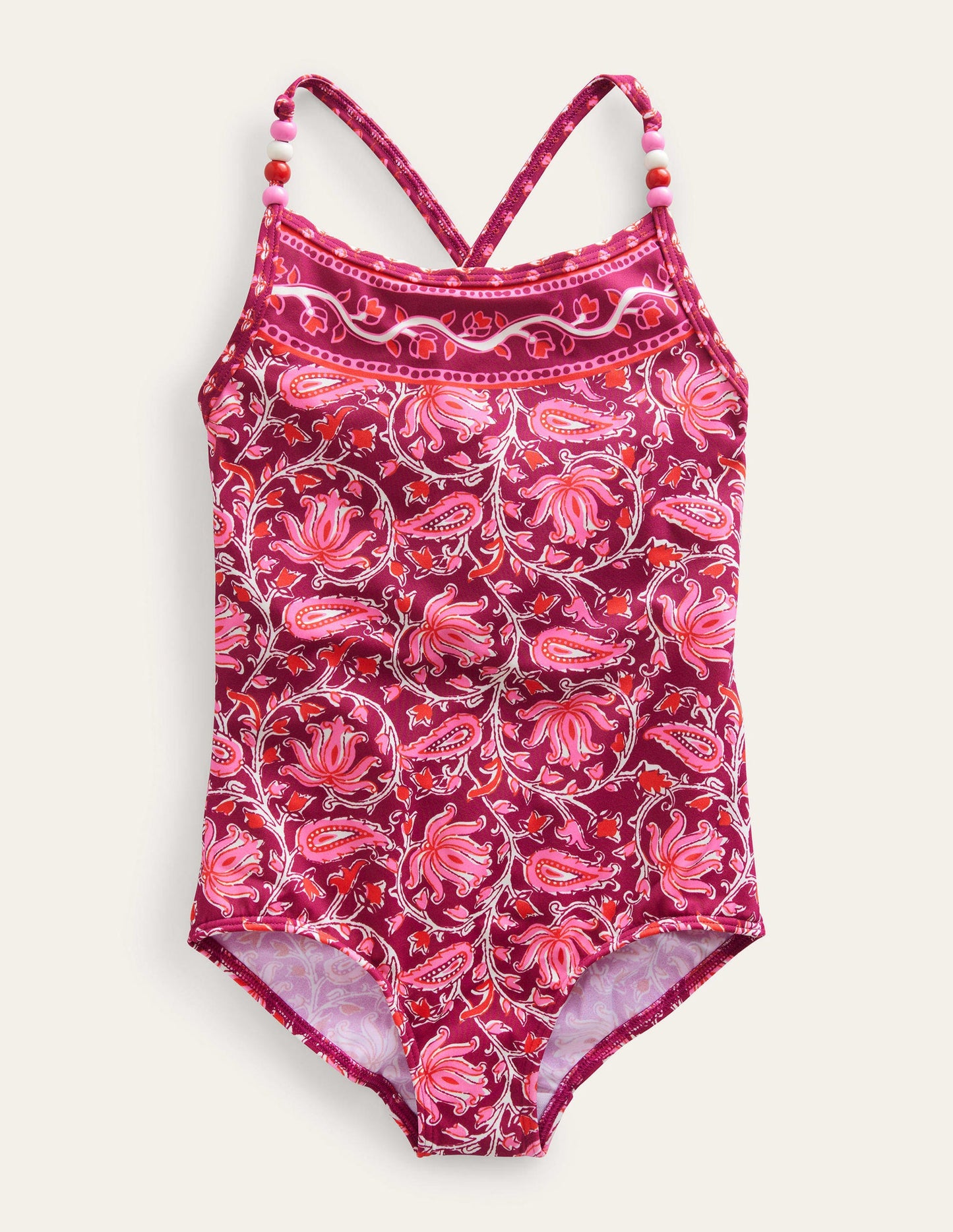 Beaded Swimsuit-Raspberry Radiance Paisley