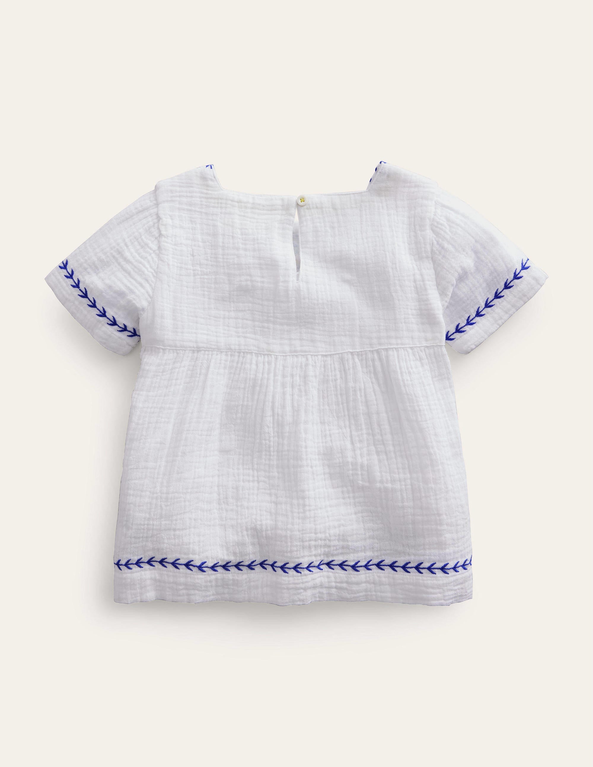 Embroidered Trim Top-White - Image 2
